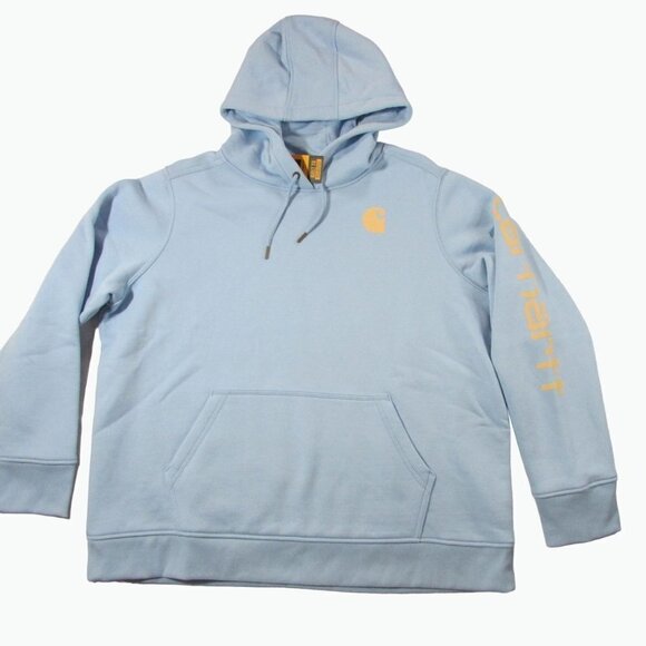 Carhartt Women's 2X Relaxed Fit Midweight Logo Sleeve Graphic Hoodie Moonstone - Picture 1 of 2